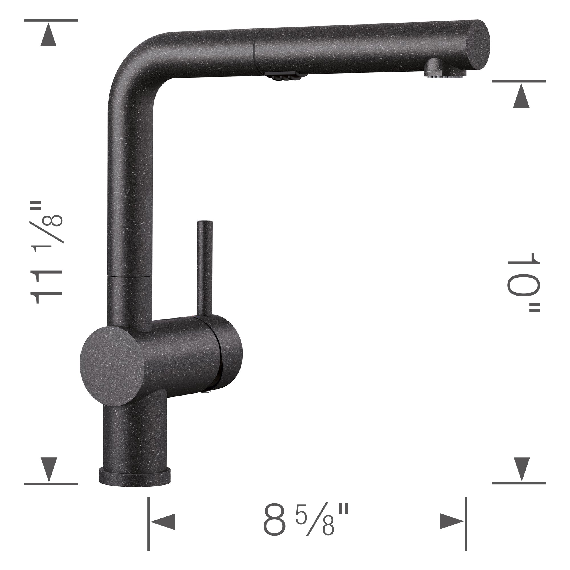 Blanco - 526367 - Linus Low Arc Pull-Out Dual-Spray Kitchen Faucet - Anthracite - Dimension Shot