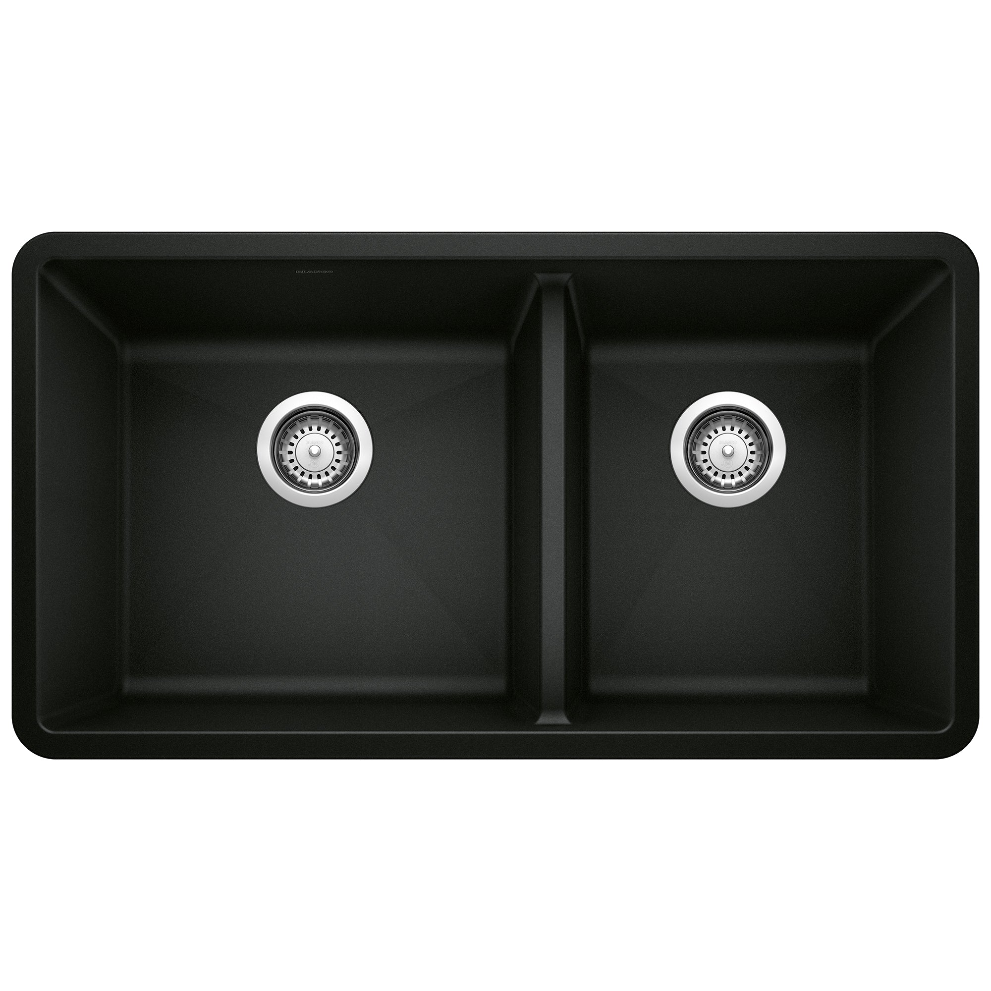 Blanco - 402652 - Precis SILGRANIT 33" 60/40 Double Bowl Undermount Kitchen Sink - Coal Black