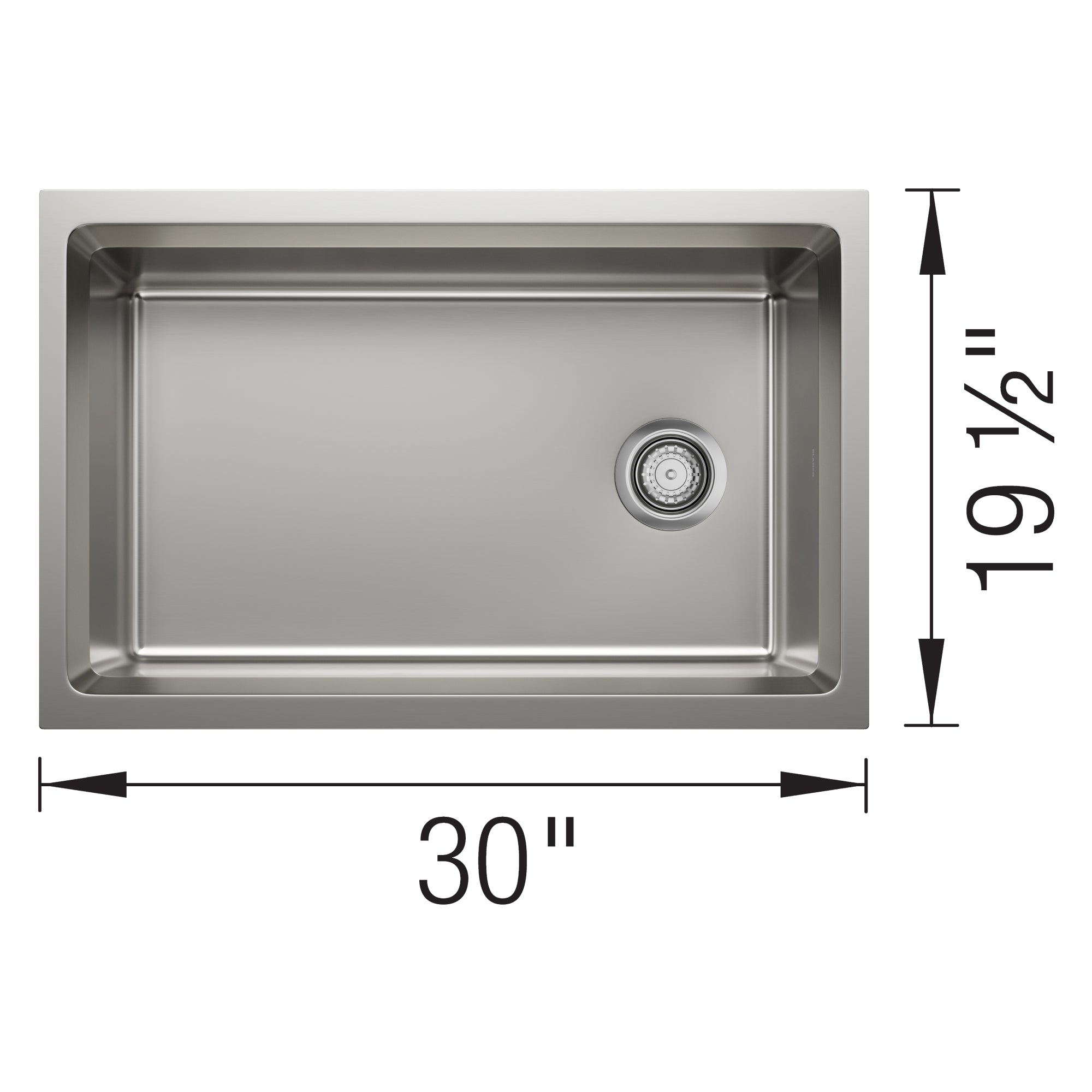 Blanco - 403872 - Inteos 30" Single Bowl Reversible Undermount Stainless Steel Workstation Kitchen Sink - Satin Polish - Dimension Shot
