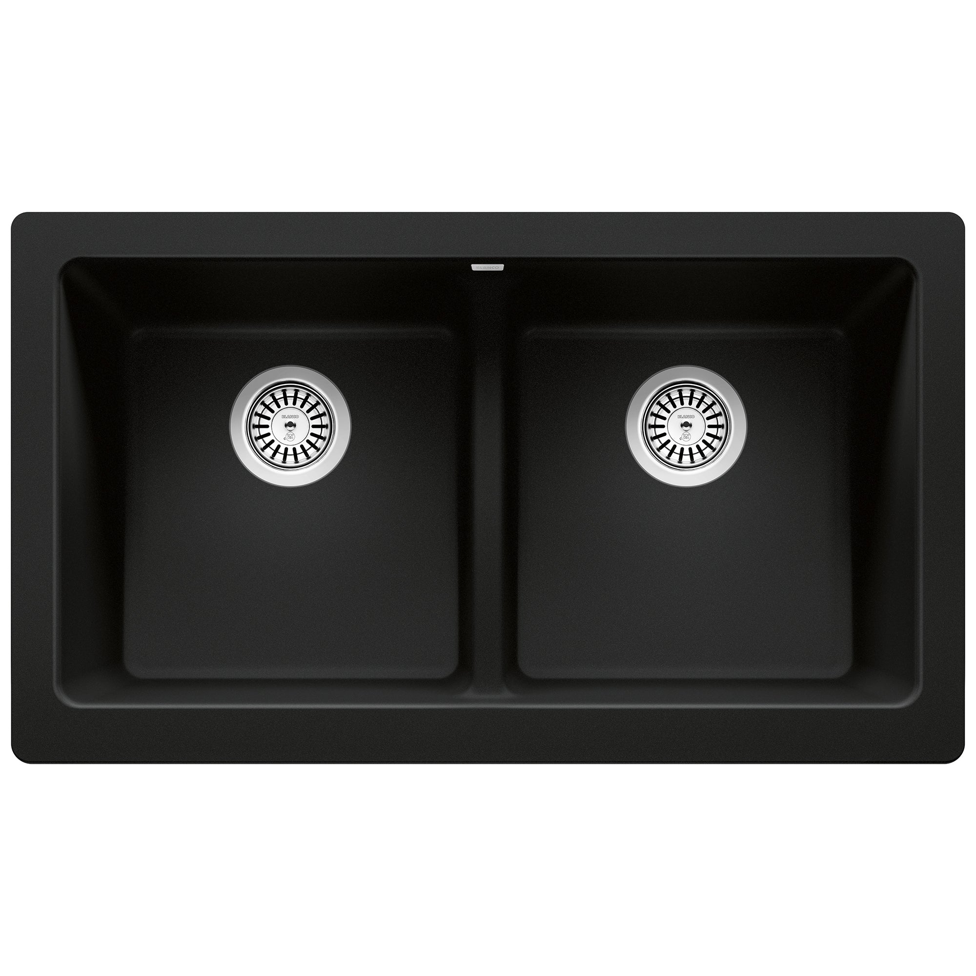 Blanco - 402597 - Vintera SILGRANIT 33" Double Bowl Apron-Front Farmhouse Sink - Coal Black - Overview Shot 2