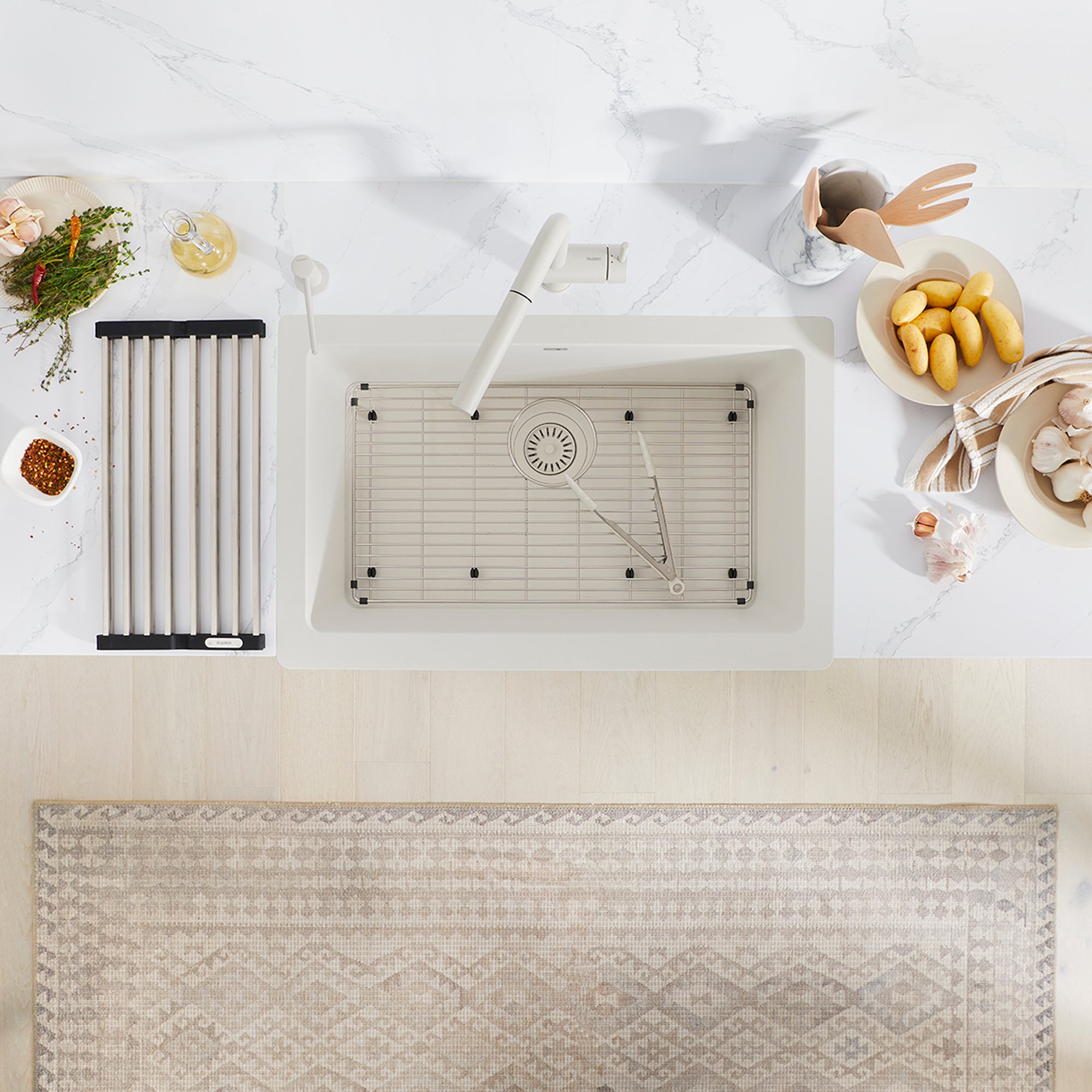 Blanco - 402900 - Vintera SILGRANIT 30" Single Bowl Apron-Front Farmhouse Sink - Soft White - Beauty Shot 8