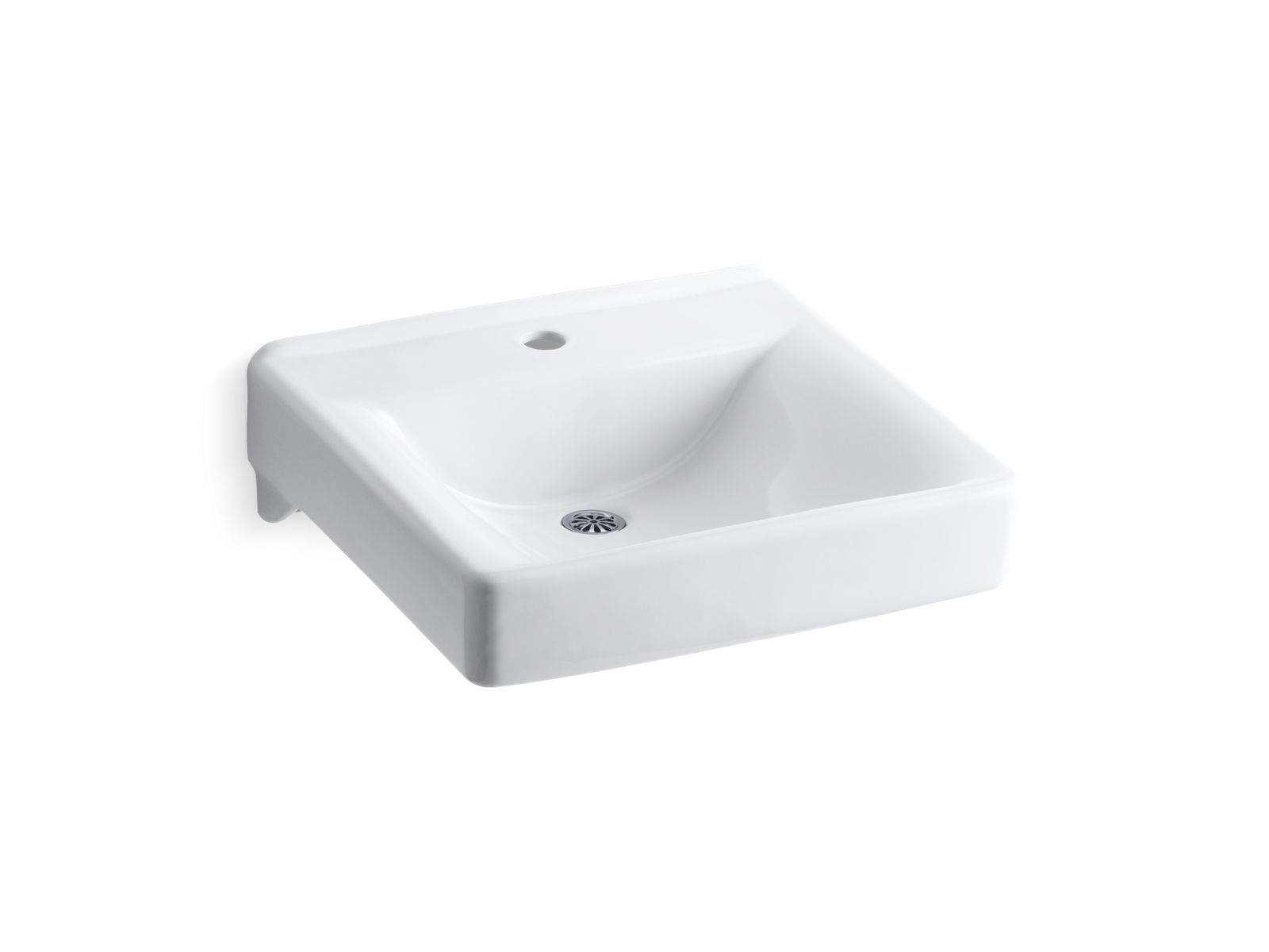 Kohler 2084-N-0 Soho 20" x 18" wall-mount/concealed arm carrier bathroom sink with single faucet hole