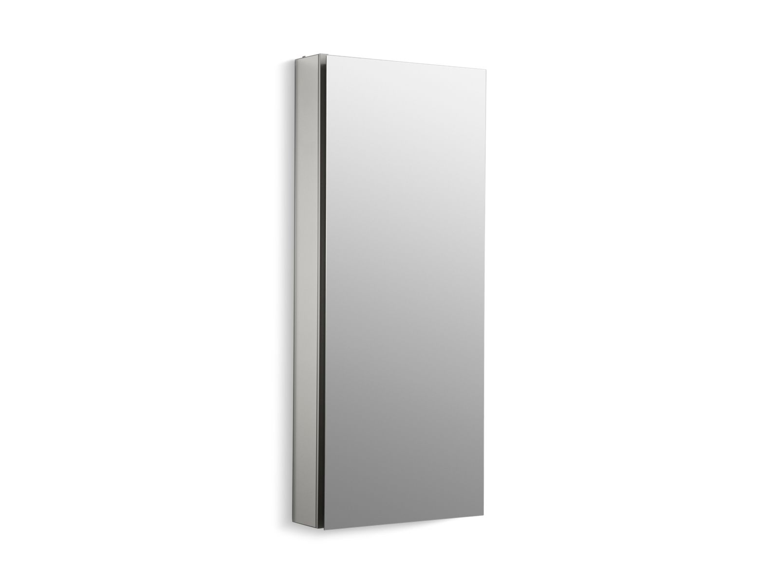 Catalan 15" W x 36-1/8" H aluminum single-door medicine cabinet with 107 degree hinge