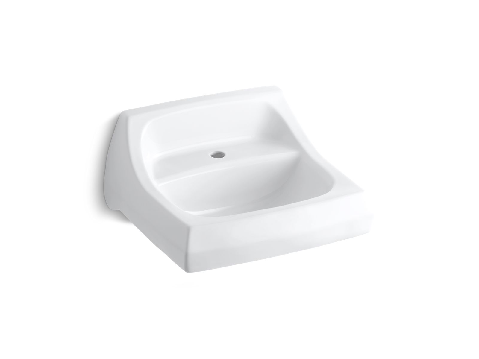 Kingston 21-1/4" x 18-1/8" wall-mount/concealed arm carrier arm bathroom sink with single faucet hole