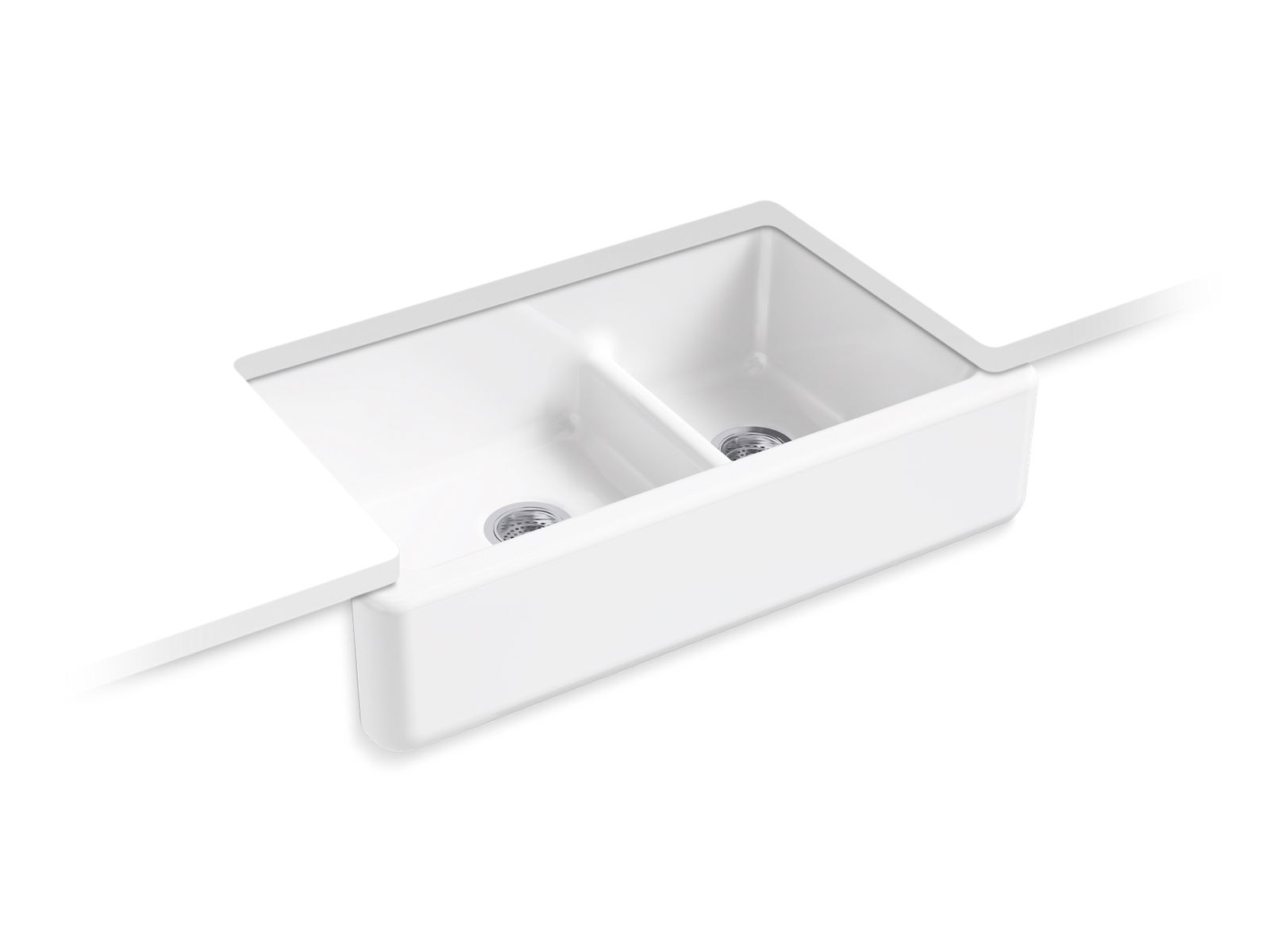 Whitehaven Smart Divide 35-3/4" undermount double-bowl farmhouse kitchen sink