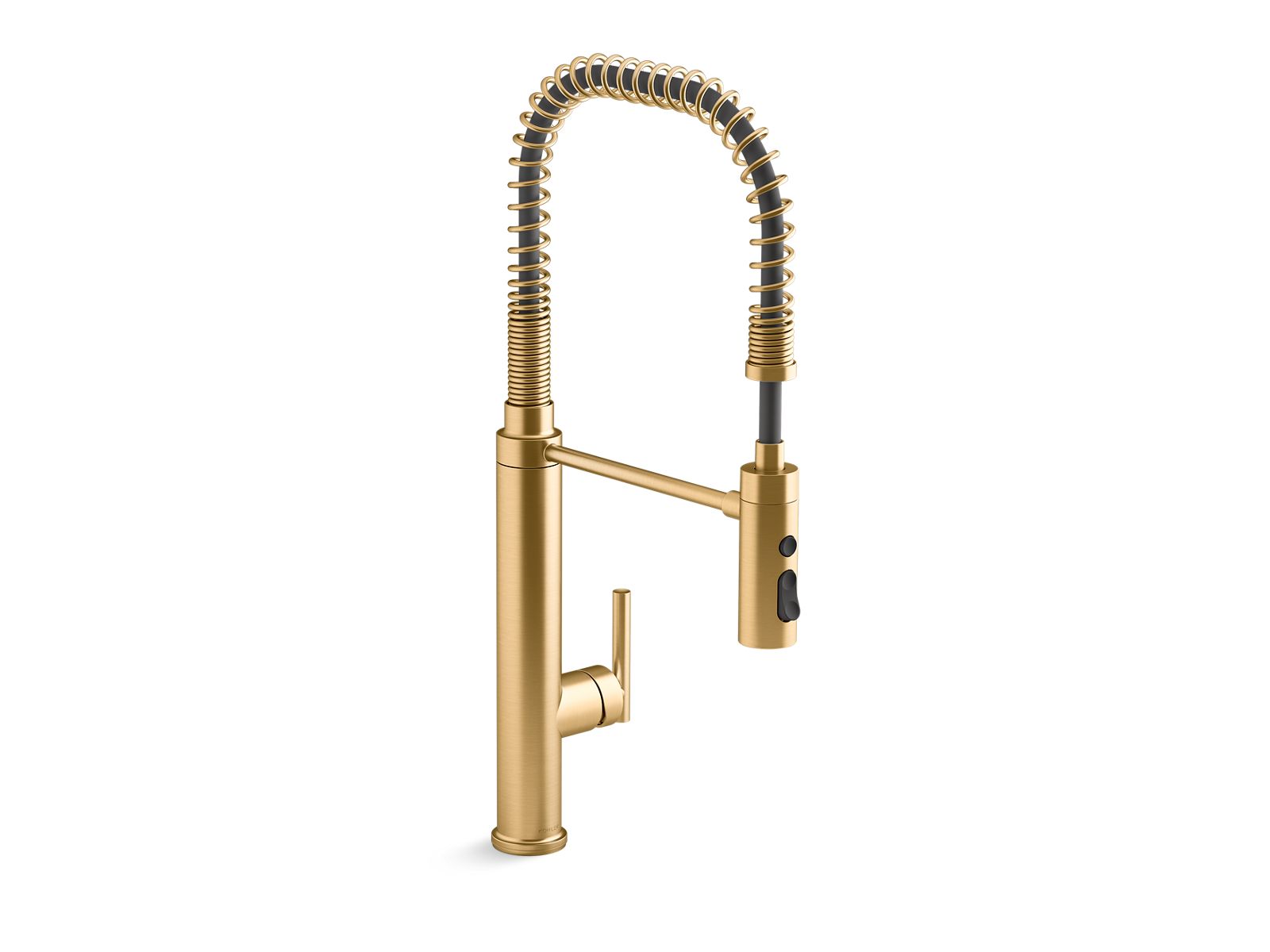 Purist Semi-professional kitchen sink faucet with three-function sprayhead