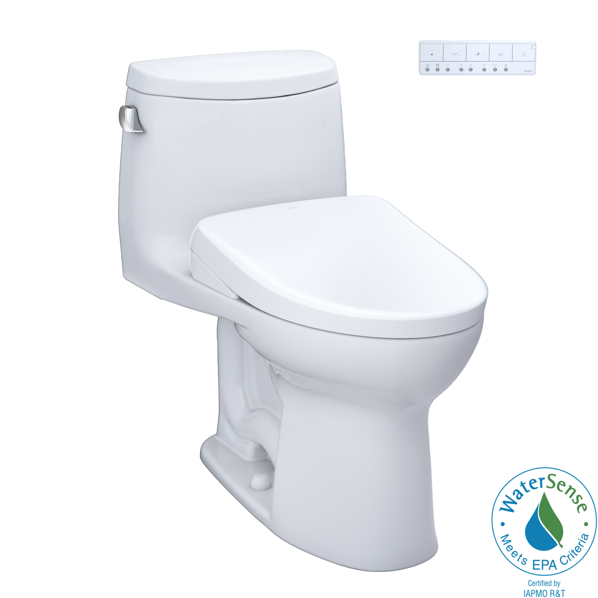 TOTO WASHLET+ UltraMax II One-Piece Elongated 1.28 GPF Toilet and WASHLET+ S7A Contemporary Bidet Seat, Cotton White - MW6044736CEFG#01