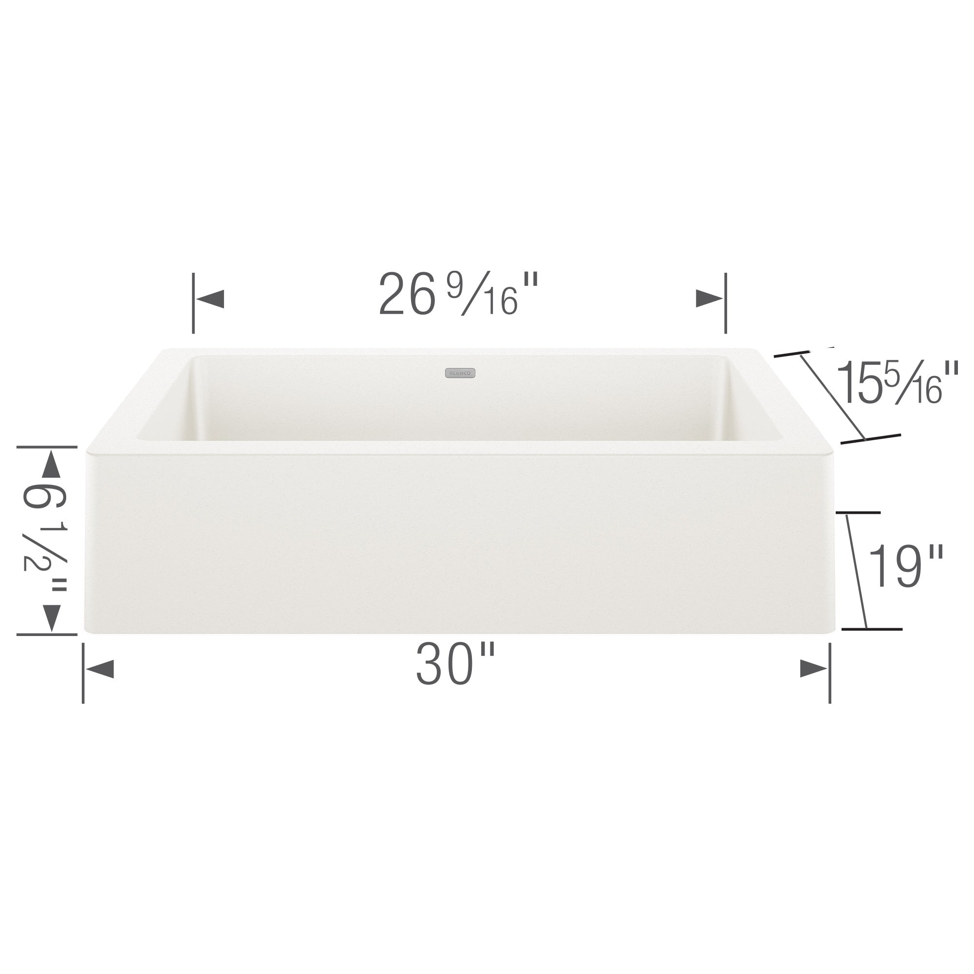 Blanco - 402584 - Vintera SILGRANIT 30" Single Bowl Apron-Front Farmhouse Sink - White - Dimension Shot